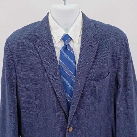 Joseph Abboud Blue‎ Gray Check Cotton Unconstructed Shoulder Sport Coat 2XL 44R